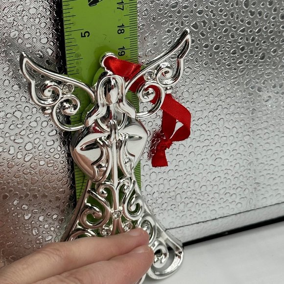 Lenox Angel Ornament Sparkle And Scroll Crystal Clear Christmas Silverplated - Picture 9 of 10
